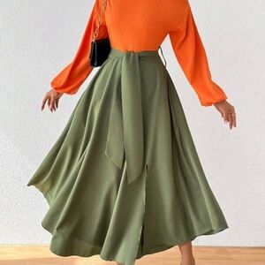 SHEIN Olive Green A-Line Skirt